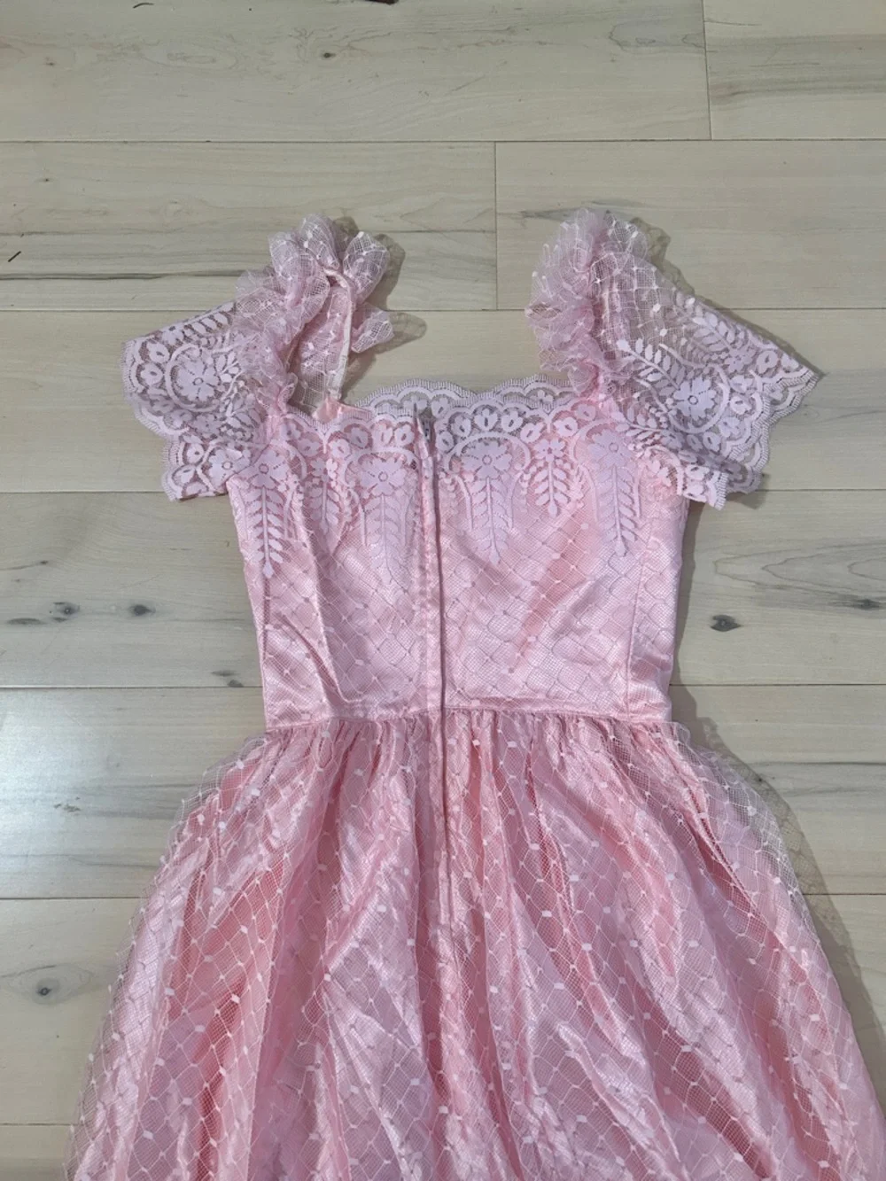 Vintage Pink Cottagecore Dress Lace Princess Bubblegum Pink